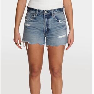 Moussy Vintage Packard Shorts 24 Distressed Button Fly Raw Hem Cotton Festival